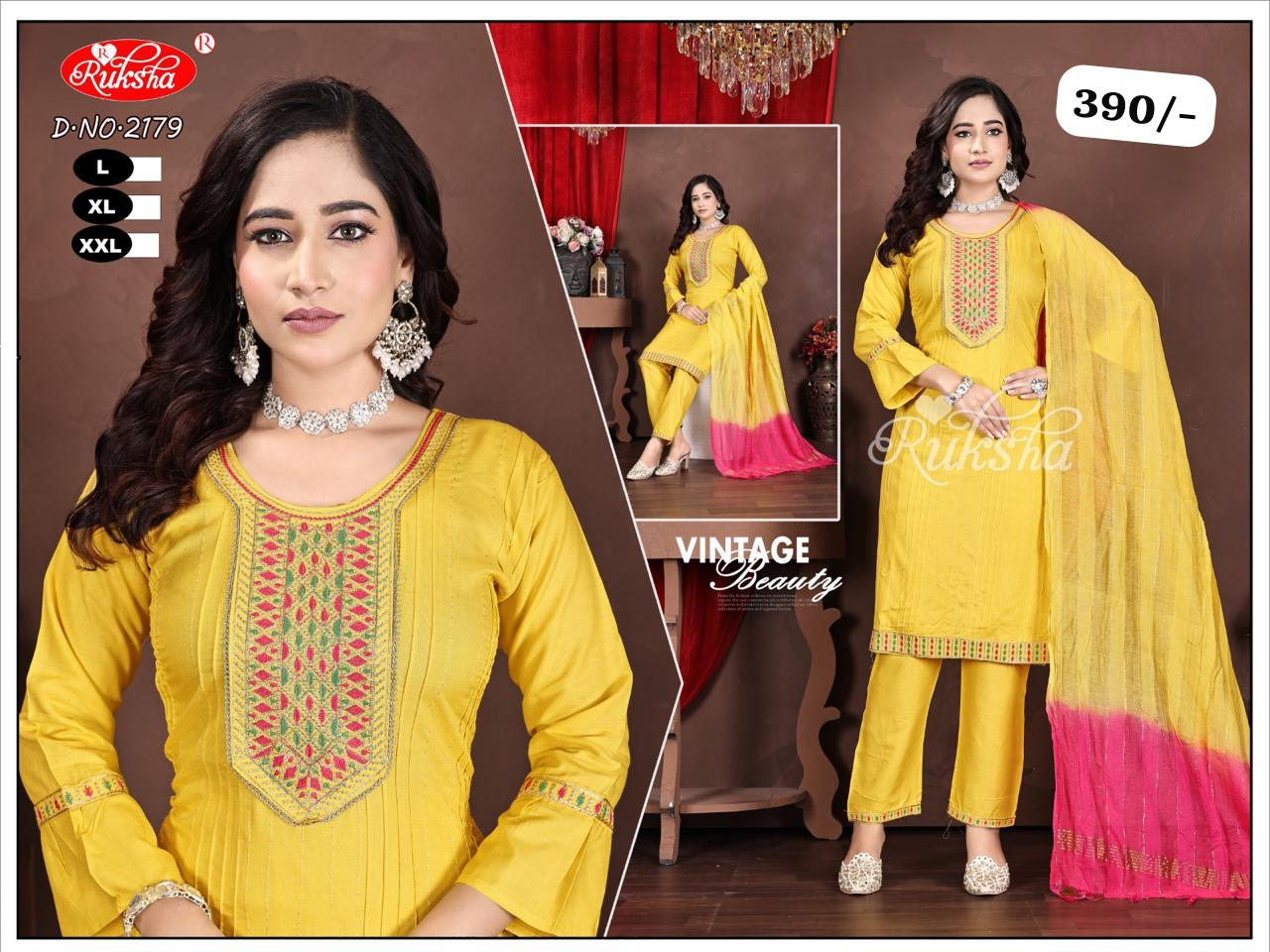 Ruksha Embroidered Rayon Kurti Set – D.No:1332