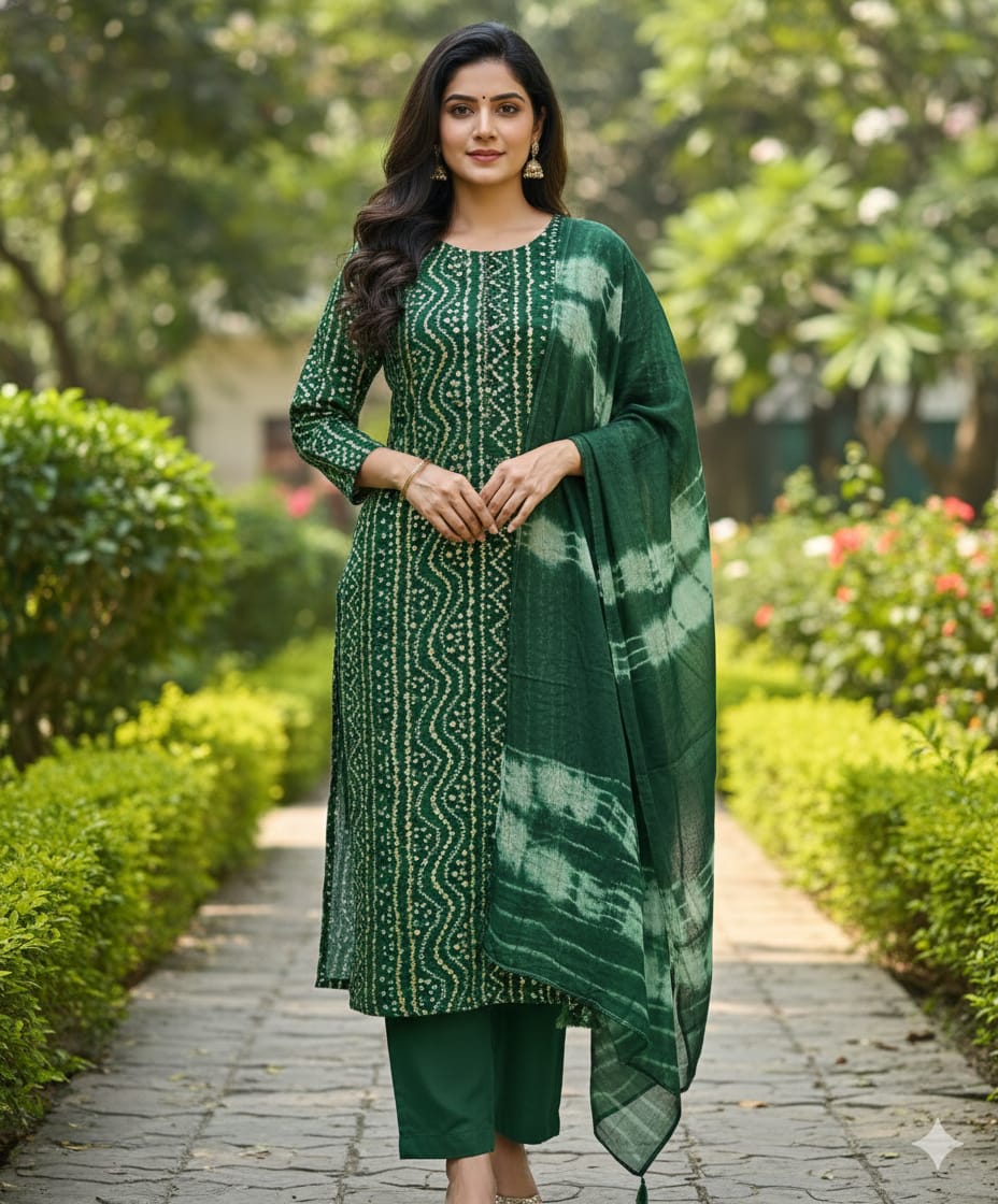 Women’s Teal Blue Printed Kurta Set with Dupatta