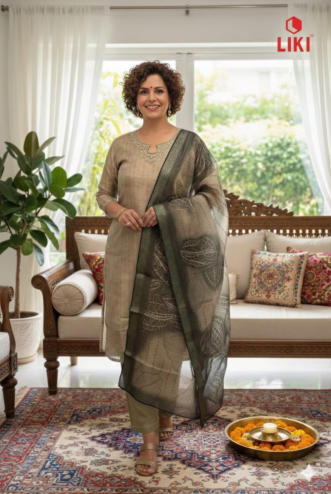 🌿 Classic Beige Embroidered Kurta Set 🌿