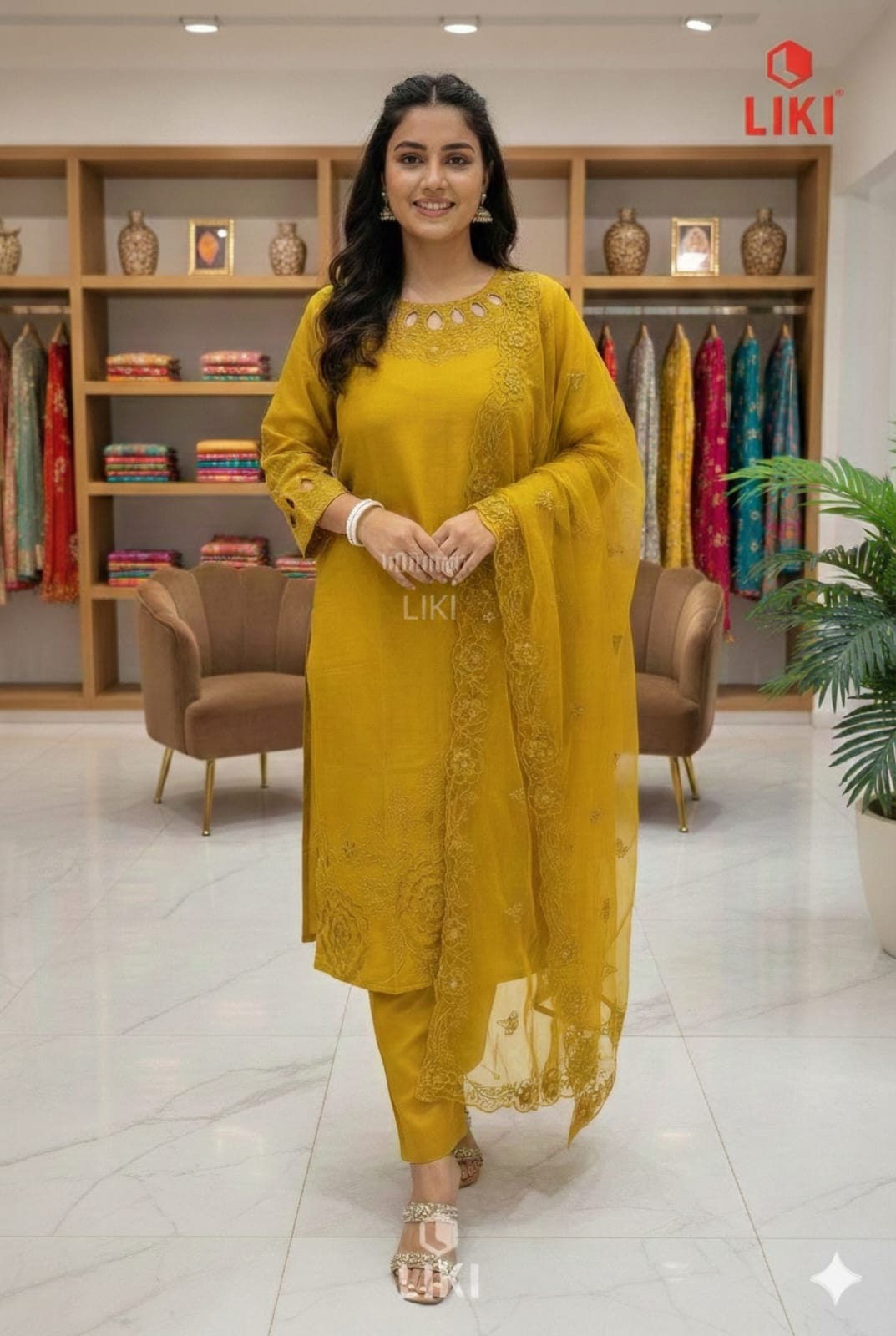 💛 Mustard Yellow Embroidered Kurta Set with Dupatta 💛
