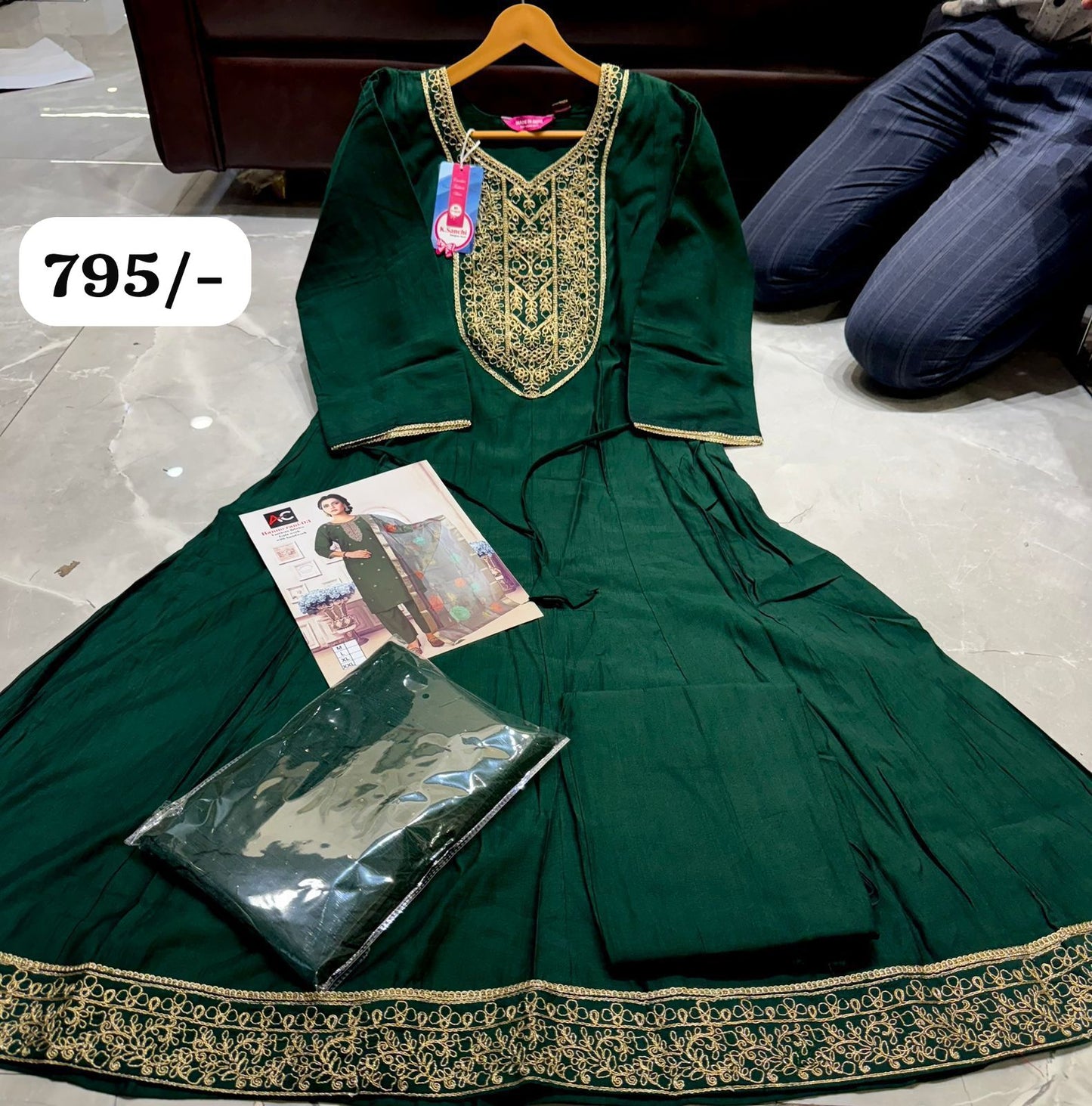 ✨ Charita Rayon Printed Kurti Set – Elegant Bandhani Look