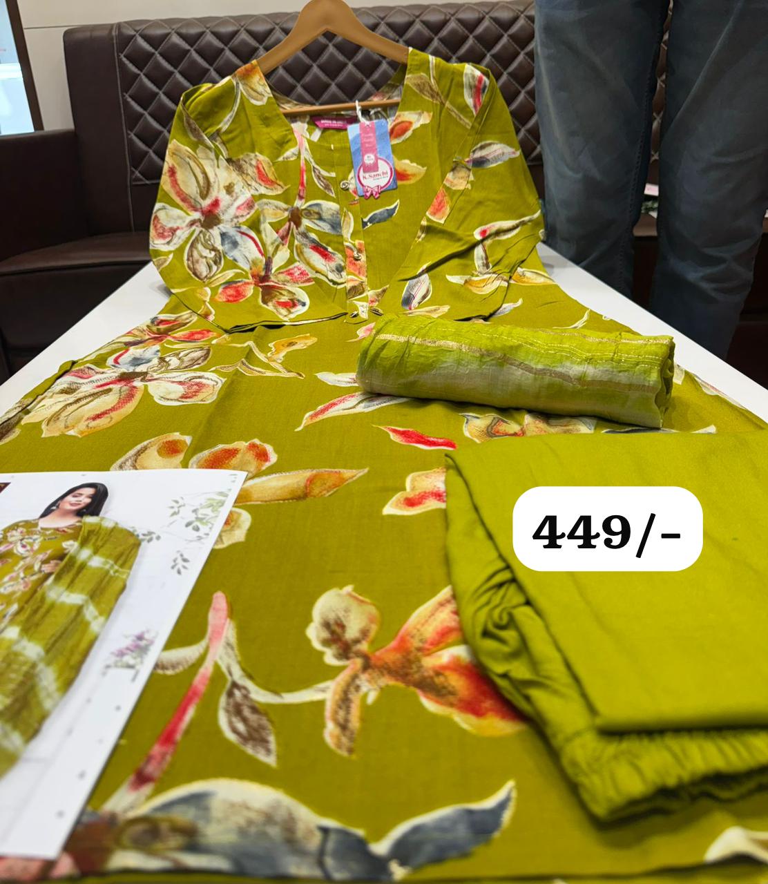 ✨ Charita Rayon Printed Kurti Set – Elegant Bandhani Look