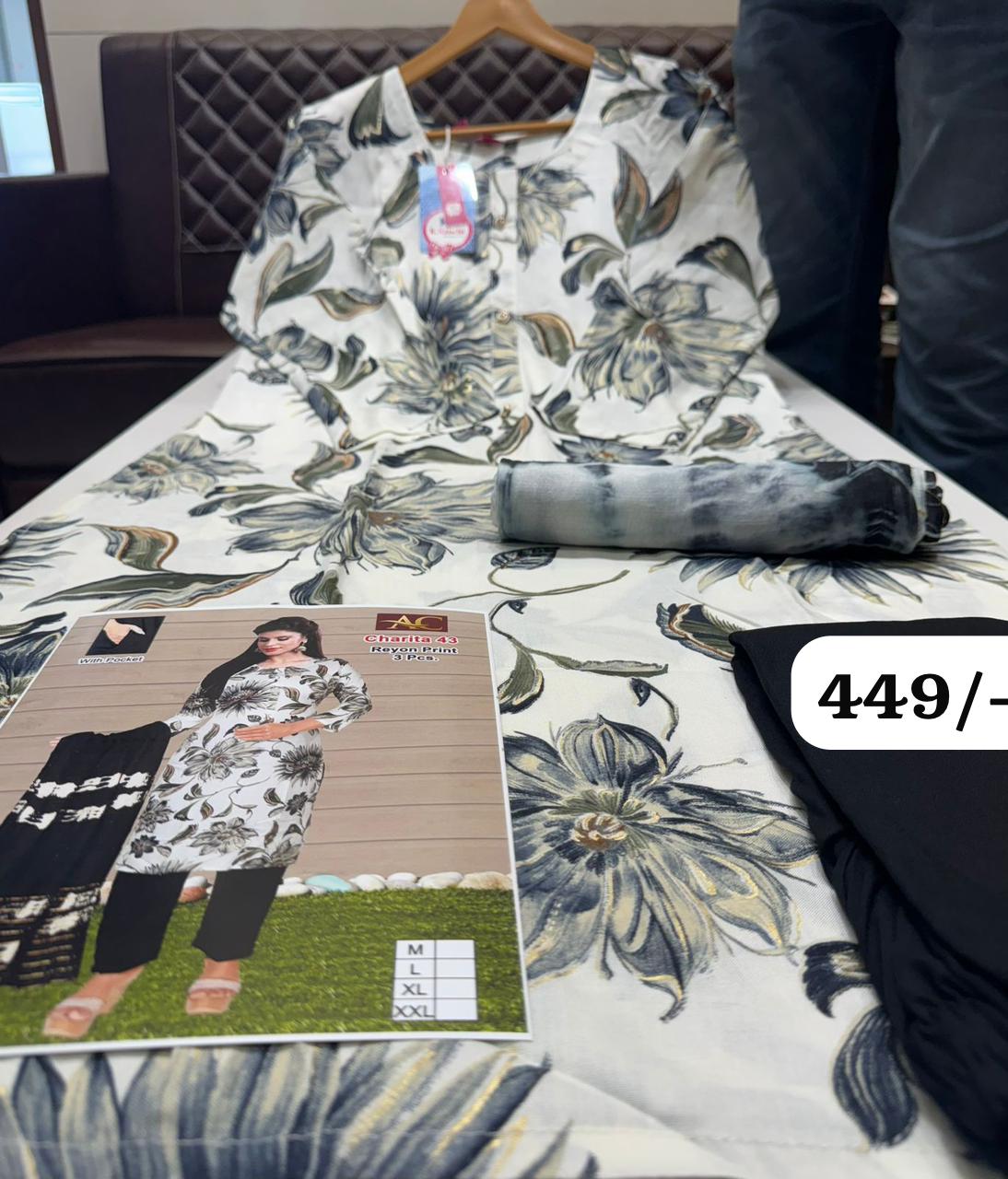 ✨ Charita Rayon Printed Kurti Set – Elegant Bandhani Look