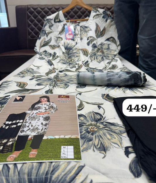 ✨ Charita Rayon Printed Kurti Set – Elegant Bandhani Look