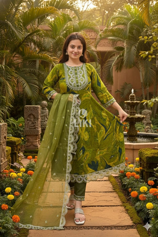 🌿 Elegant Printed Anarkali Suit Set with Dupatta 🌿