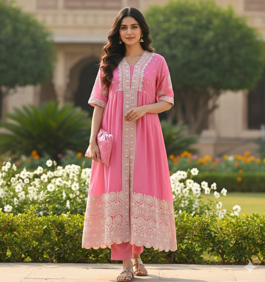 🌸 Elegant Embroidered anarkali Set 🌸