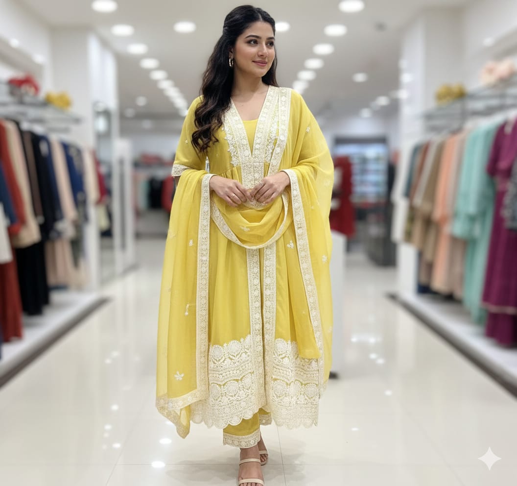 🌸 Elegant Embroidered anarkali Set 🌸